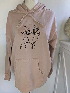 Women's Pink Hooded Sweatshirt Moonlight Elk 2XL Independent Trading Co.